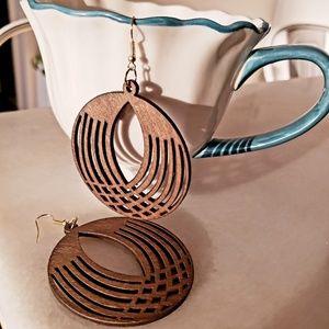 Boho chic laser cut geometric wood earrings